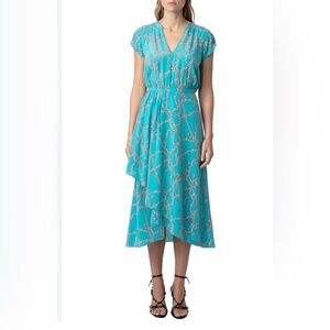 Zadig &Voltaire Elegant Turquoise Patterned Dress size Medium
